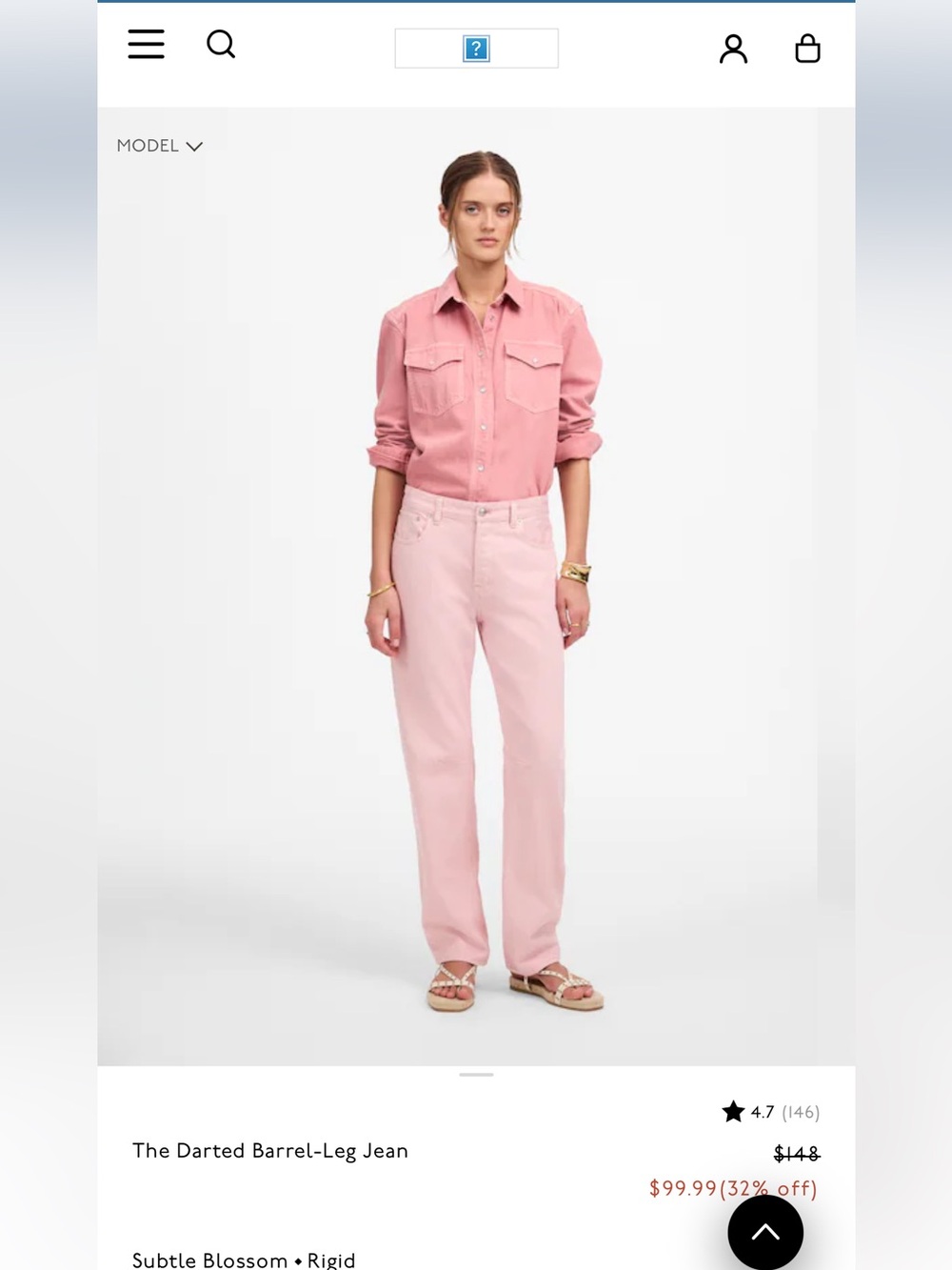 MADEWELL Darted BARREL JEANSS Subtle Blossom Pink